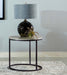 Coaster Lainey Faux Marble Round Top End Table Grey and Gunmetal Default Title