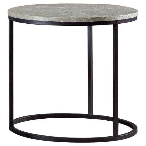 Coaster Lainey Faux Marble Round Top End Table Grey and Gunmetal Default Title