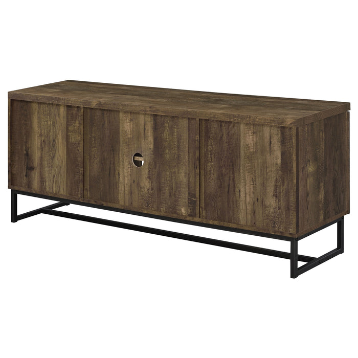 Coaster Myles 2-door TV Console with Adjustable Shelves Rustic Oak Herringbone Default Title