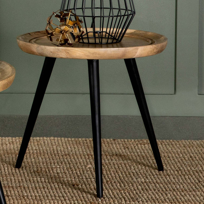 Coaster Zoe Round End Table with Trio Legs Natural and Black Default Title