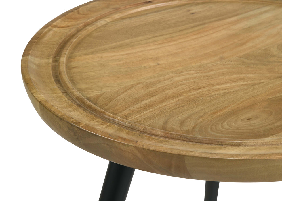 Coaster Zoe Round End Table with Trio Legs Natural and Black Default Title