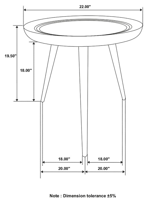 Coaster Zoe Round End Table with Trio Legs Natural and Black Default Title