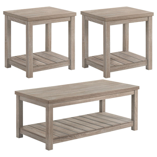Coaster Colter 3-piece Occasional Set with Open Shelves Greige Default Title