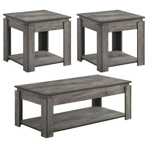 Coaster Donal 3-piece Occasional Set with Open Shelves Weathered Grey Default Title