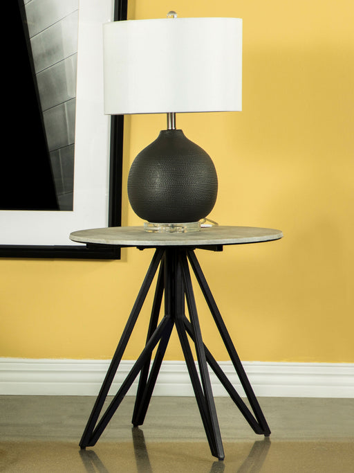 Coaster Hadi Round End Table with Hairpin Legs Cement and Gunmetal Default Title