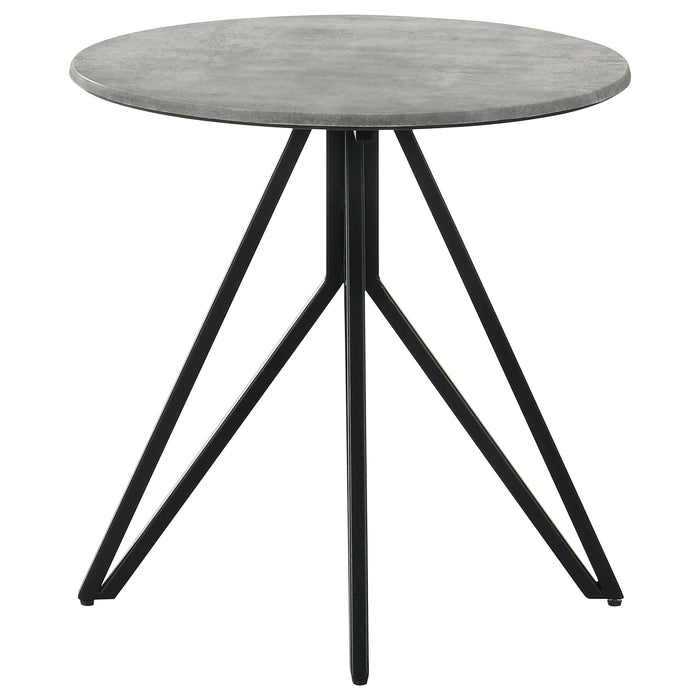 Coaster Hadi Round End Table with Hairpin Legs Cement and Gunmetal Default Title