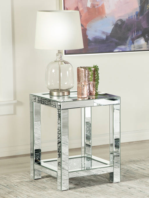 Coaster Valentina Square End Table with Glass Top Mirror Default Title