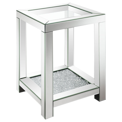 Coaster Valentina Square End Table with Glass Top Mirror Default Title