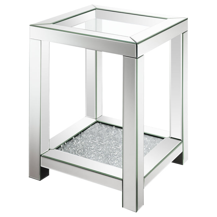 Coaster Valentina Square End Table with Glass Top Mirror Default Title