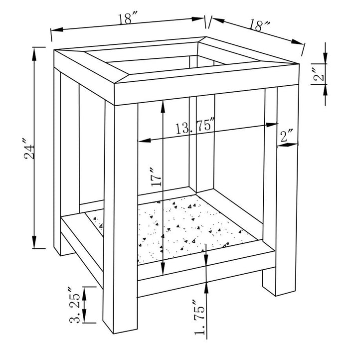 Coaster Valentina Square End Table with Glass Top Mirror Default Title