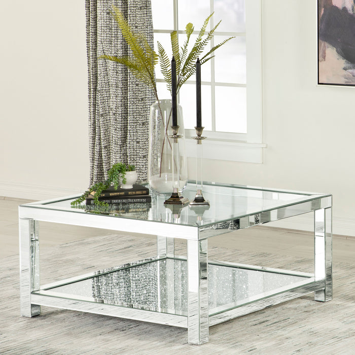 Coaster Valentina Rectangular Coffee Table with Glass Top Mirror Default Title