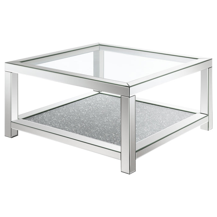 Coaster Valentina Rectangular Coffee Table with Glass Top Mirror Default Title