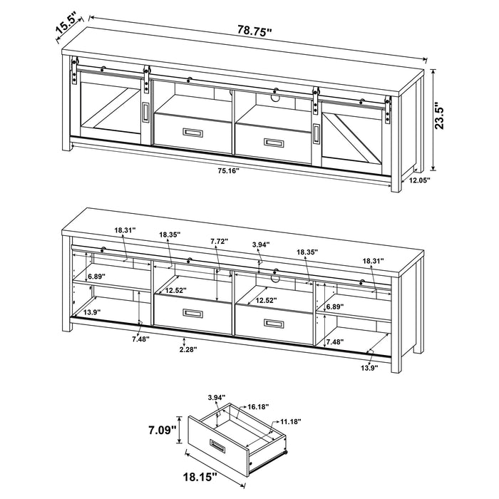 Coaster Madra Rectangular TV Console with 2 Sliding Doors Default Title