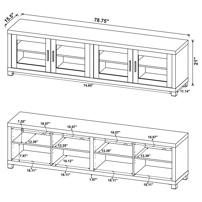 Coaster Sachin Rectangular TV Console with Glass Doors Default Title