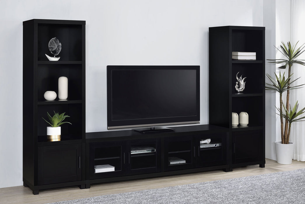 Coaster Jupiter 4-door 79" TV Stand Media Console with Framed Glass Panels Black Default Title