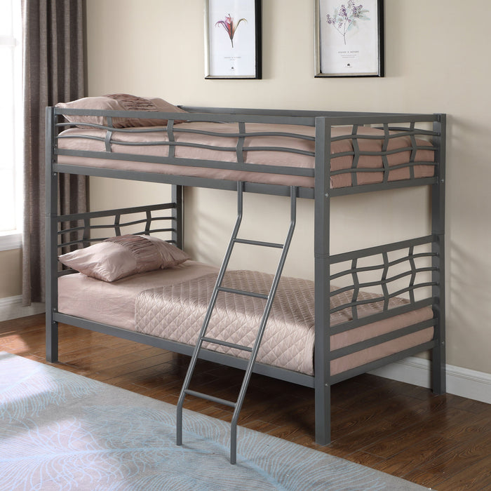 Coaster Fairfax Twin Over Twin Bunk Bed with Ladder Light Gunmetal Default Title