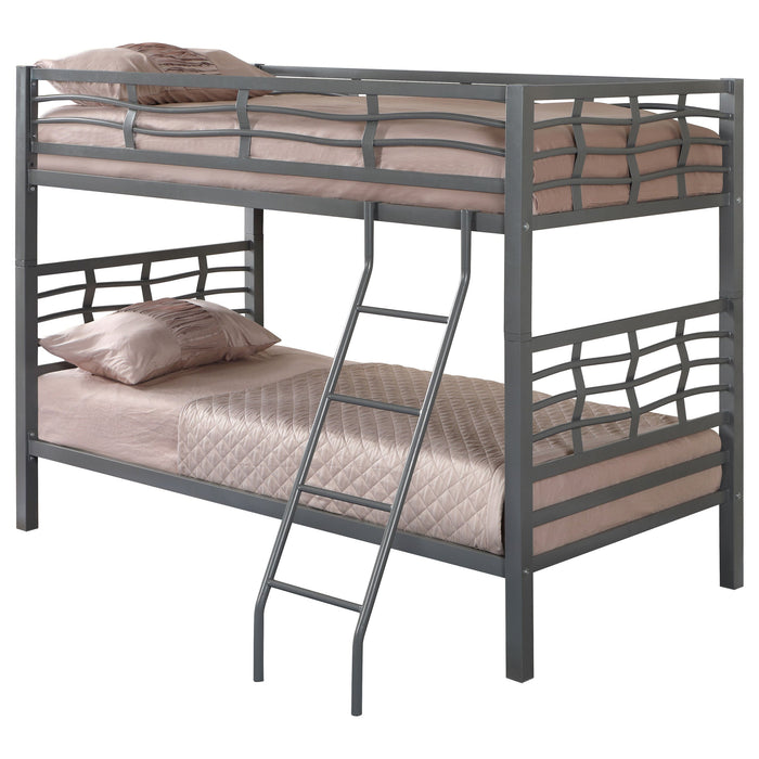 Coaster Fairfax Twin Over Twin Bunk Bed with Ladder Light Gunmetal Default Title