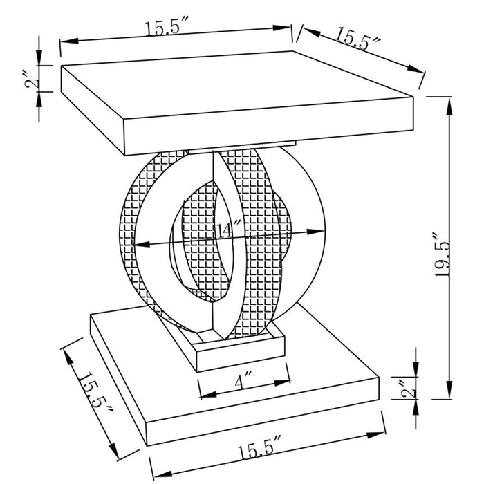 Coaster Breena Square End Table Mirror Default Title