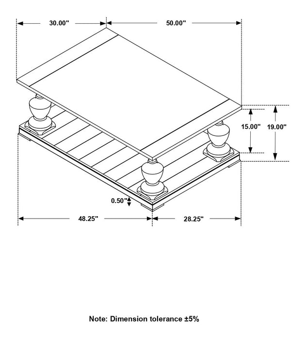 Coaster Walden Rectangular Coffee Table with Turned Legs and Floor Shelf Coffee Default Title