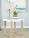 Coaster Pala Rectangular End Table with Sled Base White High Gloss and Natural Default Title