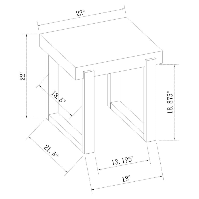 Coaster Pala Rectangular End Table with Sled Base White High Gloss and Natural Default Title