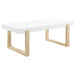 Coaster Pala Rectangular Coffee Table with Sled Base White High Gloss and Natural Default Title