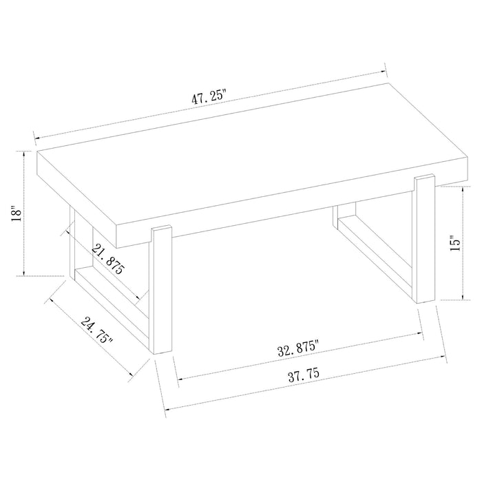 Coaster Pala Rectangular Coffee Table with Sled Base White High Gloss and Natural Default Title