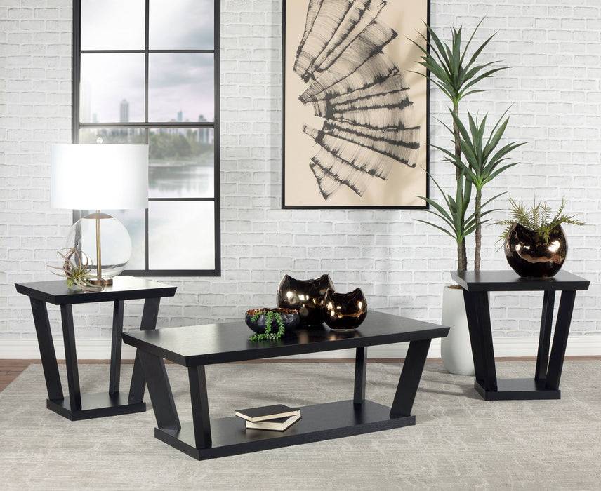 Coaster Aminta 3-piece Occasional Set with Open Shelves Black Default Title