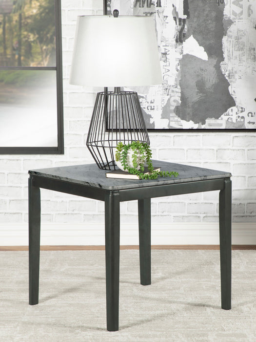 Coaster Mozzi Square End Table Faux Grey Marble and Black Default Title