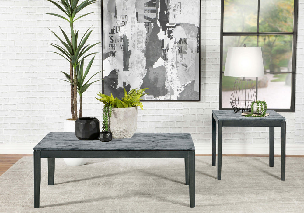 Coaster Mozzi Square End Table Faux Grey Marble and Black Default Title