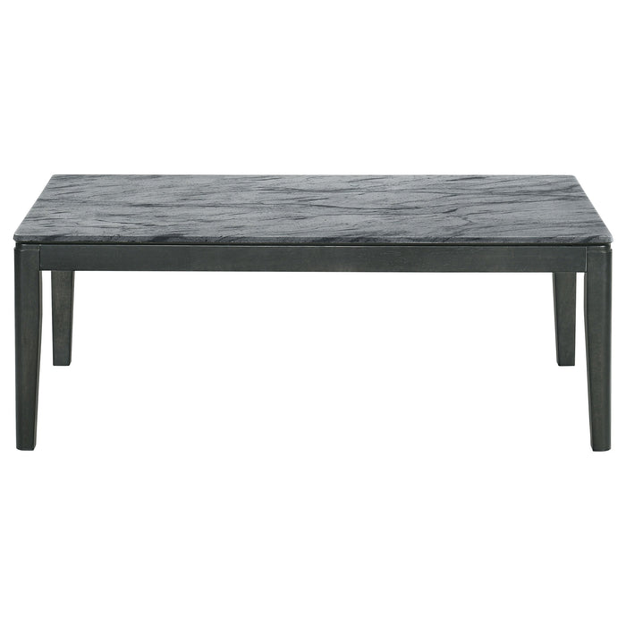 Coaster Mozzi Rectangular Coffee Table Faux Grey Marble and Black Default Title