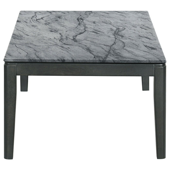 Coaster Mozzi Rectangular Coffee Table Faux Grey Marble and Black Default Title