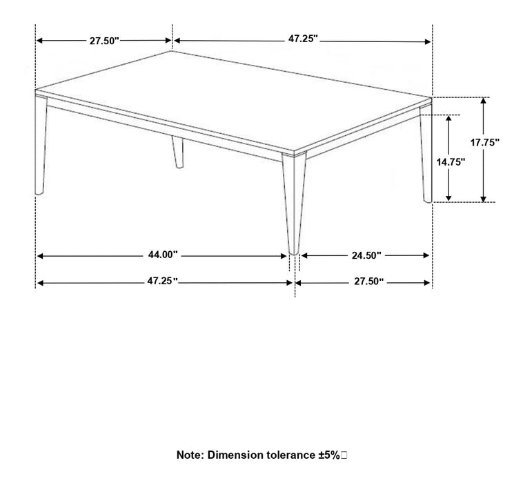 Coaster Mozzi Rectangular Coffee Table Faux Grey Marble and Black Default Title