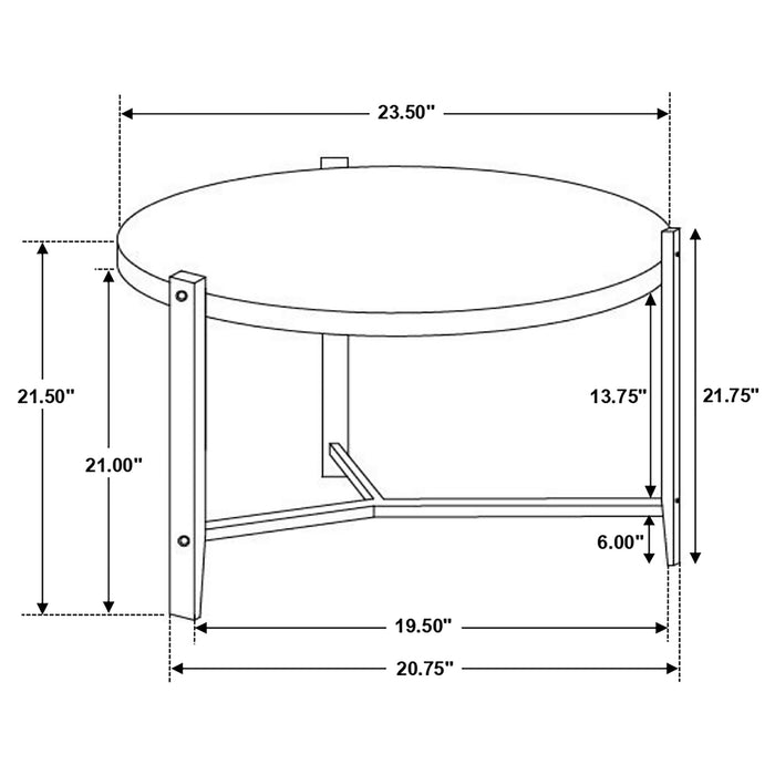 Coaster Tandi Round End Table Faux White Marble and Black Default Title