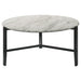 Coaster Tandi Round Coffee Table Faux White Marble and Black Default Title