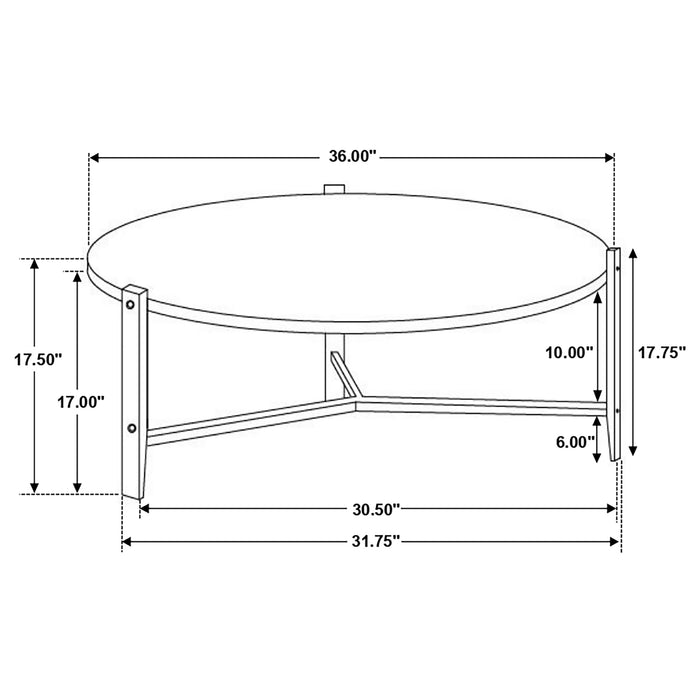 Coaster Tandi Round Coffee Table Faux White Marble and Black Default Title