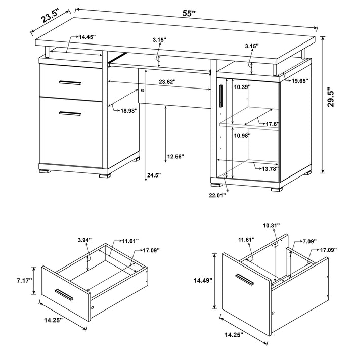 Coaster Tracy 2-drawer Computer Desk White