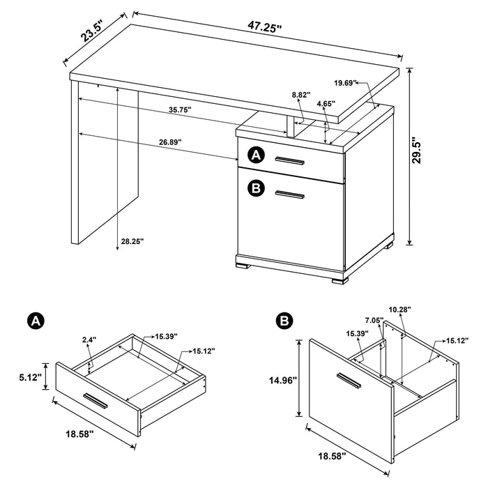 Coaster Irving 2-drawer Office Desk with Cabinet Cappuccino Default Title