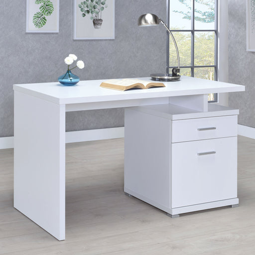 Coaster Irving 2-drawer Office Desk with Cabinet White Default Title