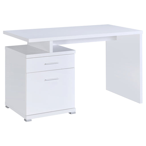 Coaster Irving 2-drawer Office Desk with Cabinet White Default Title