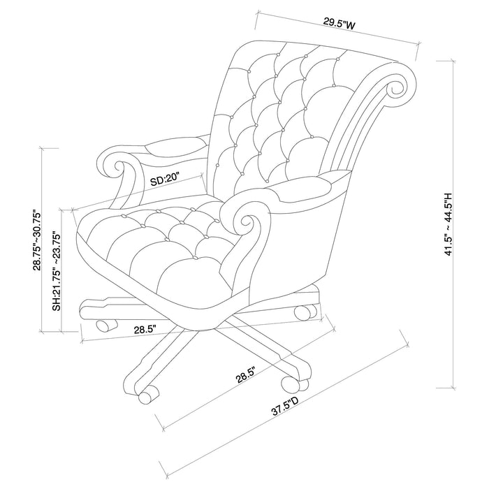 Coaster Calloway Tufted Adjustable Height Office Chair Dark Brown Default Title