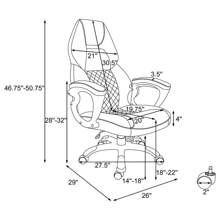 Coaster Bruce Adjustable Height Office Chair White and Silver Default Title