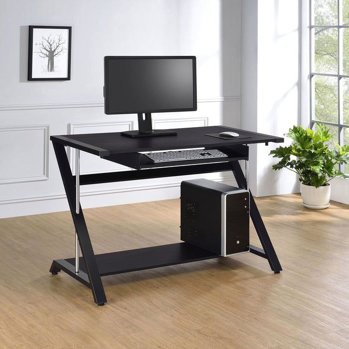 Coaster Mallet Computer Desk with Bottom Shelf Black Default Title