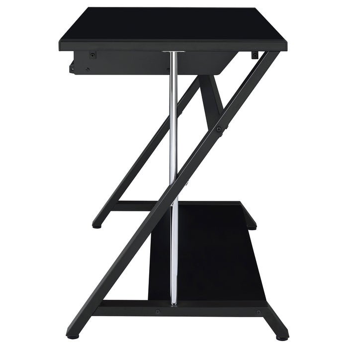 Coaster Mallet Computer Desk with Bottom Shelf Black Default Title