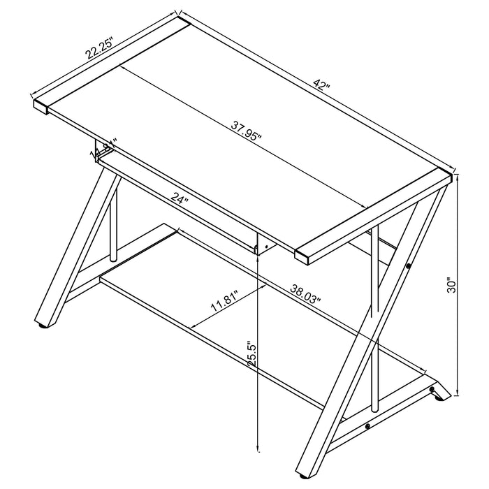 Coaster Mallet Computer Desk with Bottom Shelf Black Default Title