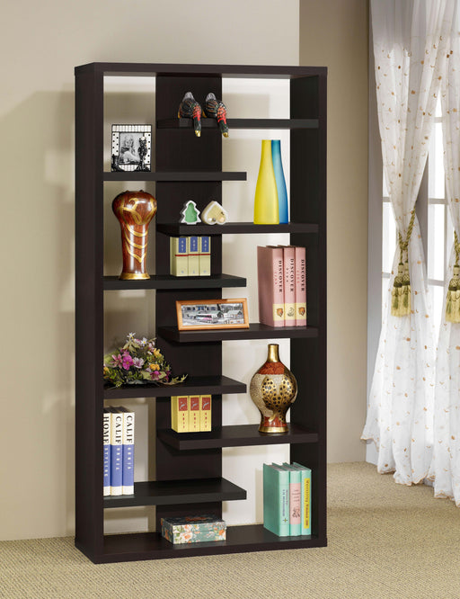 Coaster Altmark Bookcase with Staggered Floating Shelves Cappuccino Default Title