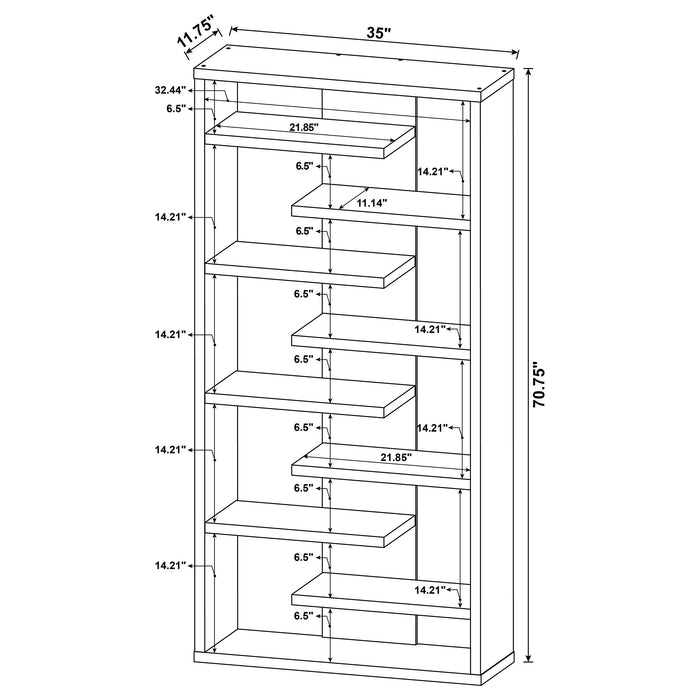 Coaster Altmark Bookcase with Staggered Floating Shelves Cappuccino Default Title