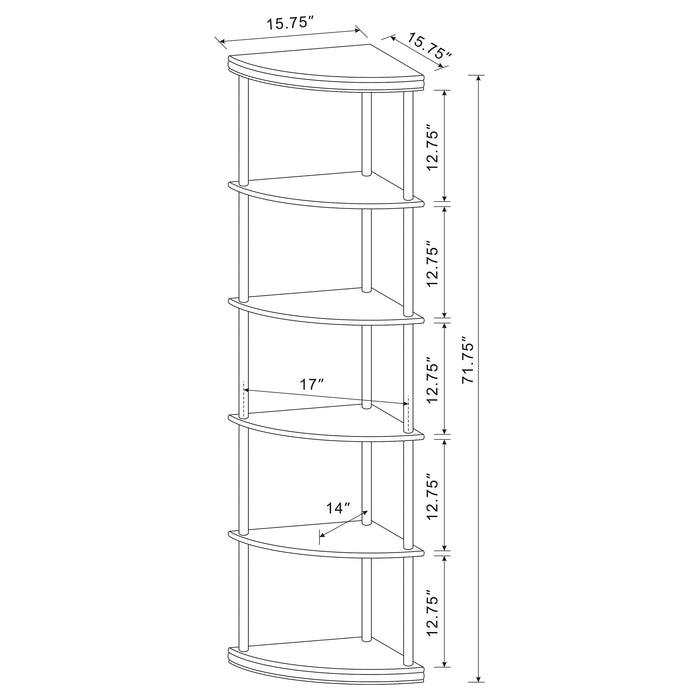 Coaster Bonwick 5-shelf Corner Bookshelf Cappuccino Default Title