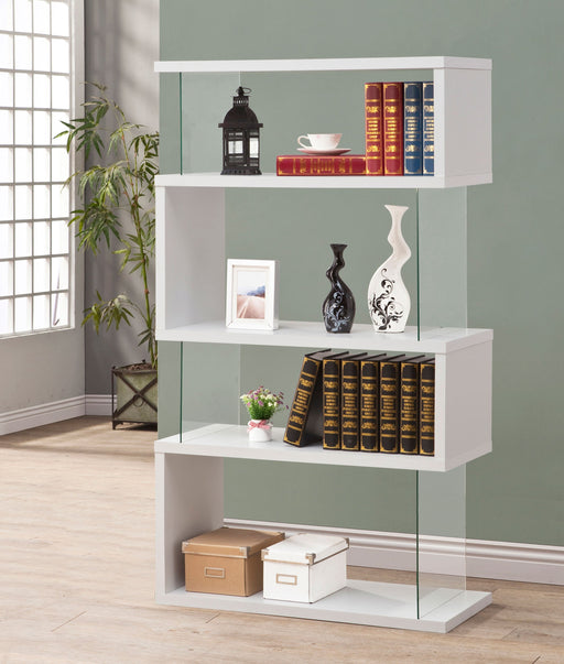Coaster Emelle 4-tier Bookcase White and Clear Default Title