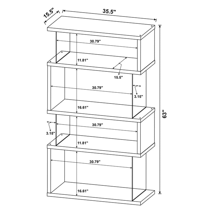 Coaster Emelle 4-tier Bookcase White and Clear Default Title